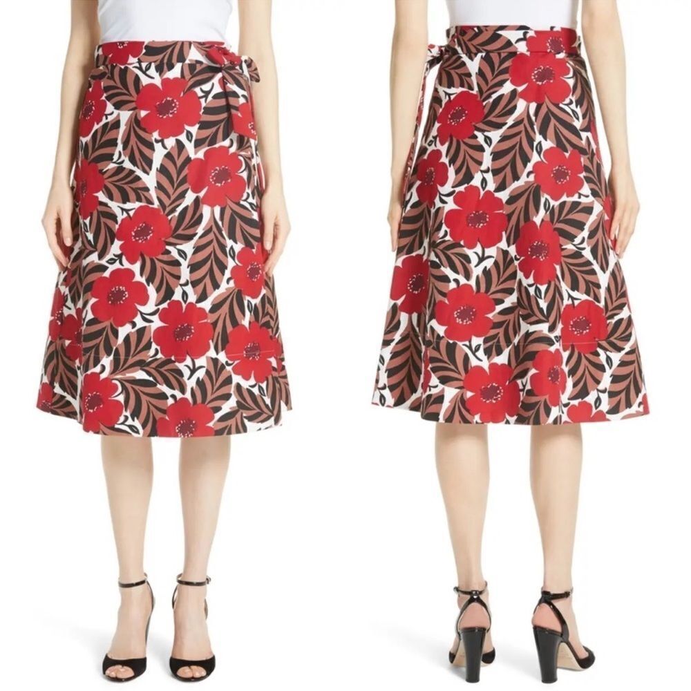 Kate Spade poppy field linen blend warp skirt - Picture 2 of 16